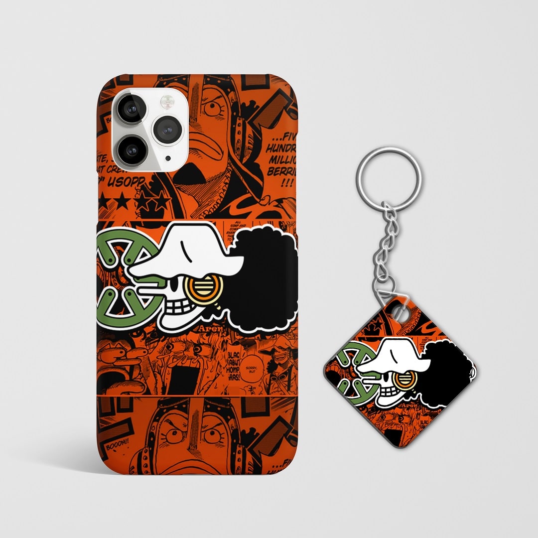 Close-up of the Usopp Symbol Design Phone Cover highlighting the intricate details with Keychain.