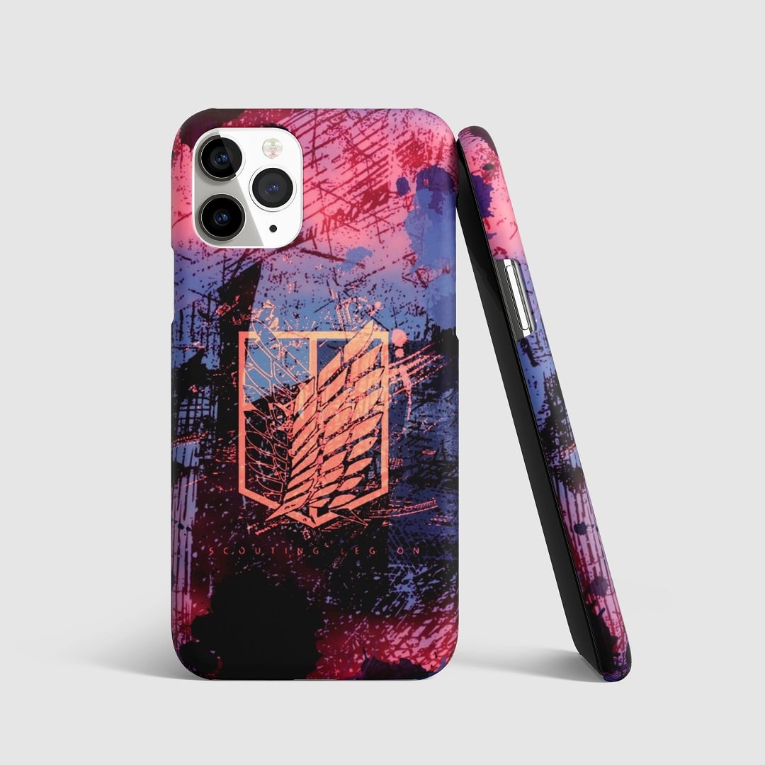 Emblematic crest of the Military Police Regiment from "Attack on Titan" on phone cover.