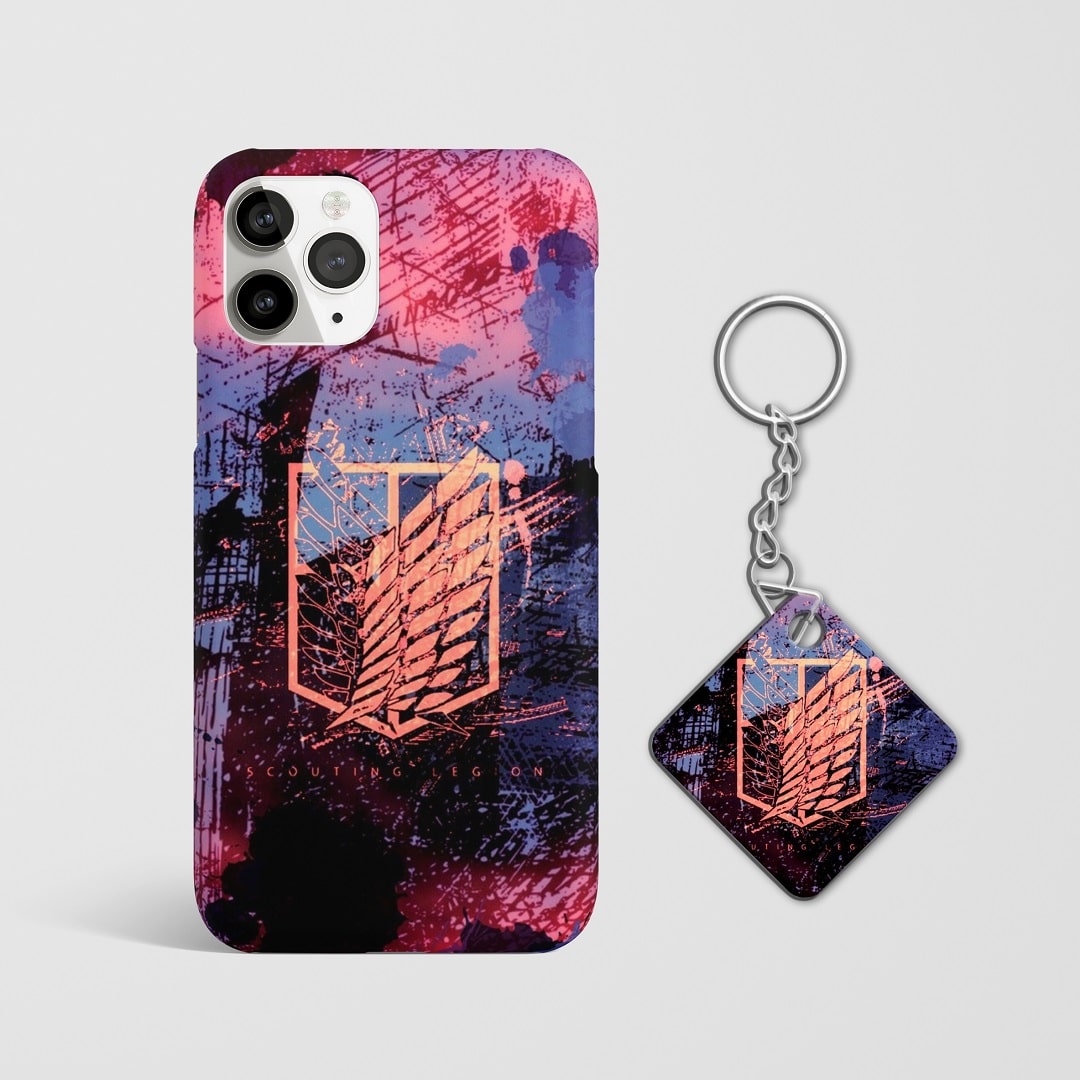 Close-up of the Military Police Regiment emblem and detailed artwork on phone case with Keychain.