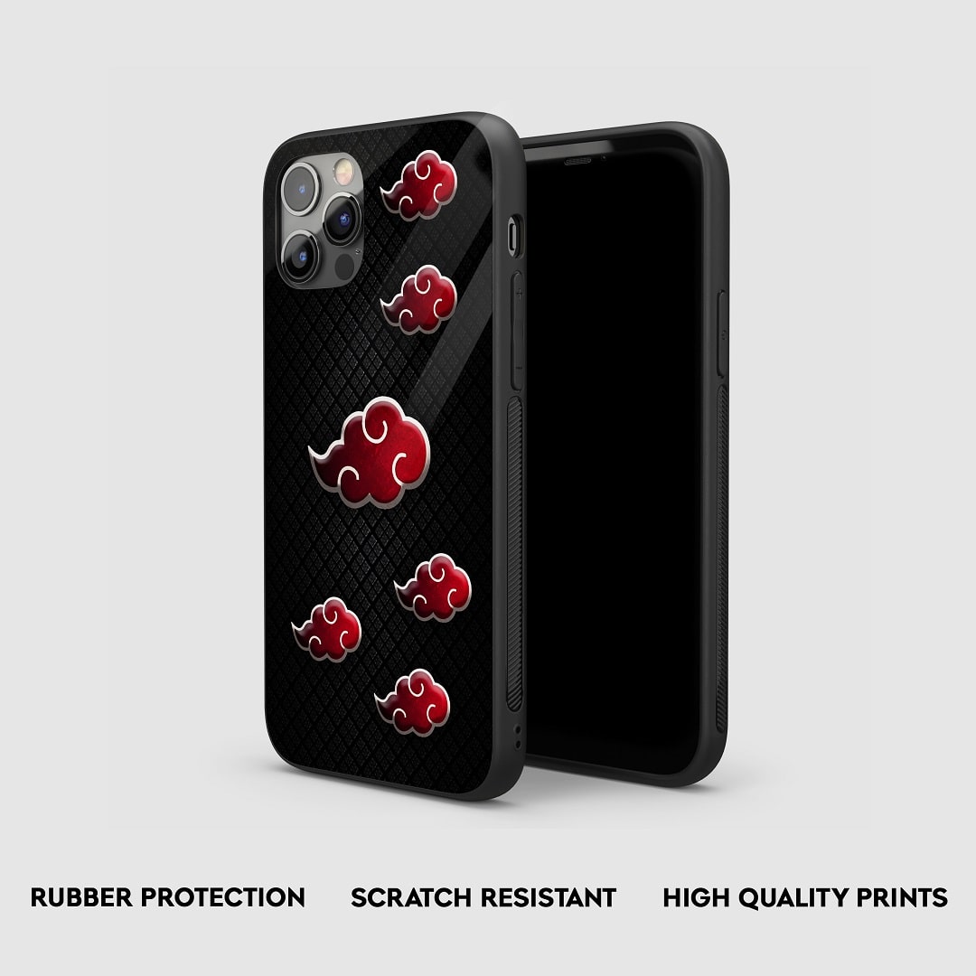 Akatsuki Cloud Phone Case on smartphone highlighting button and port access.