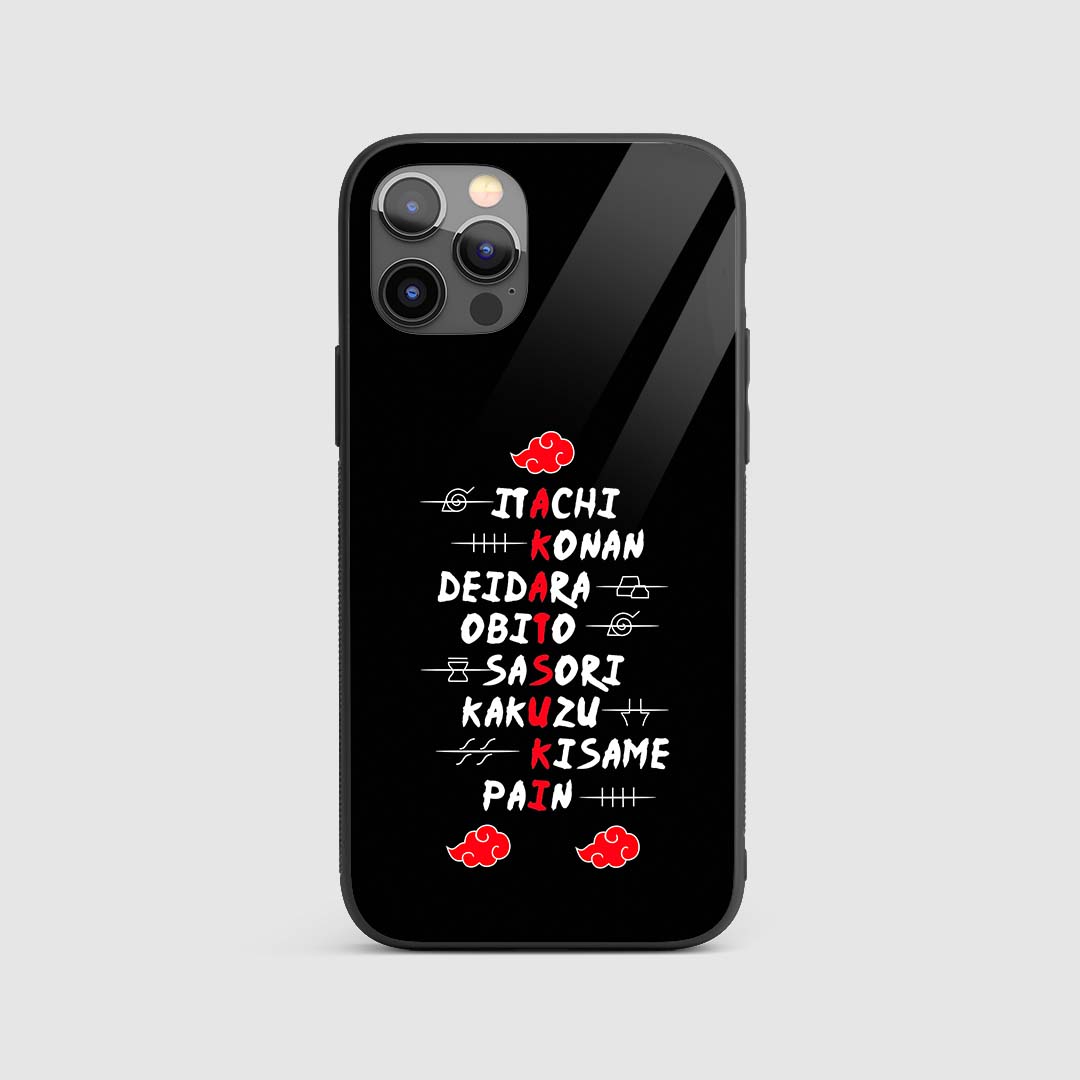 Akatsuki Character Names Silicone Armored Phone Case front view with names design