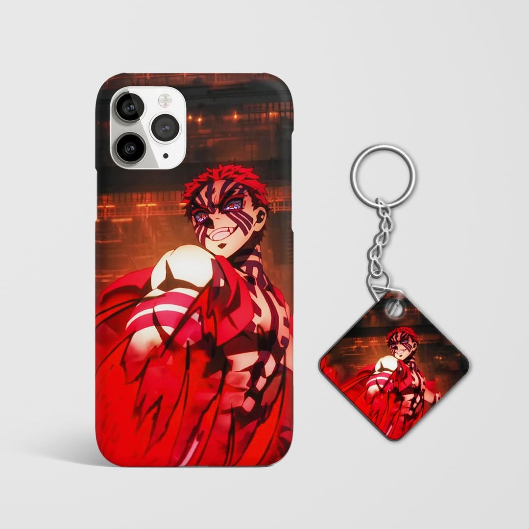 Akaza Demon Slayer protective phone cover with Keychain