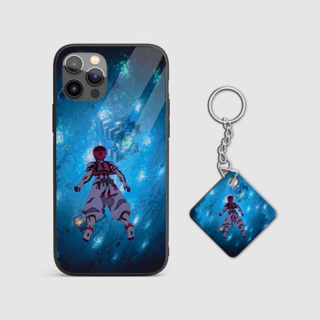 Durable shockproof Akaza anime phone cover with Keychain.