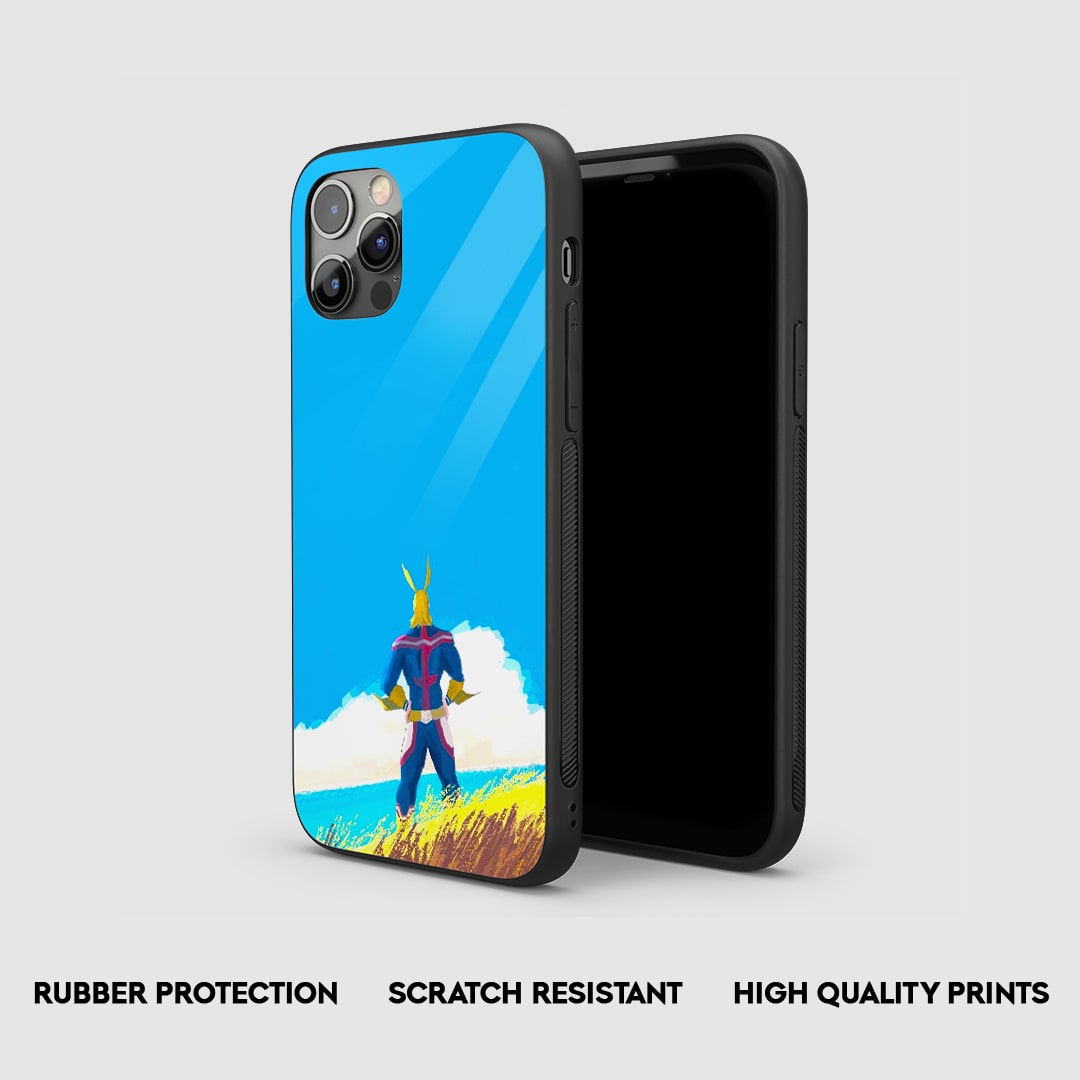 All Might anime phone case with horizon background design