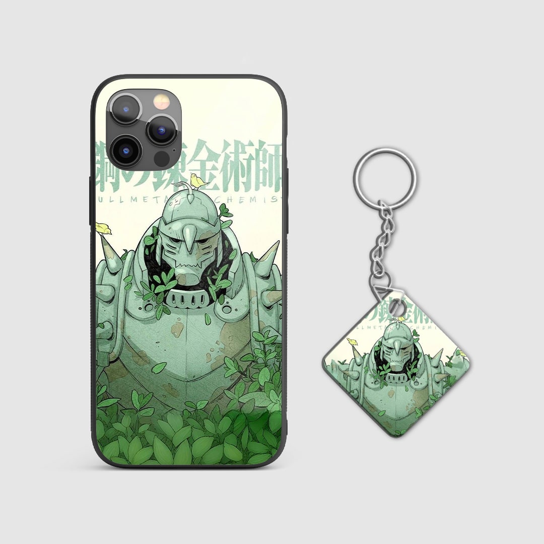 Durable anime armor case featuring Alphonse Elric with Keychain