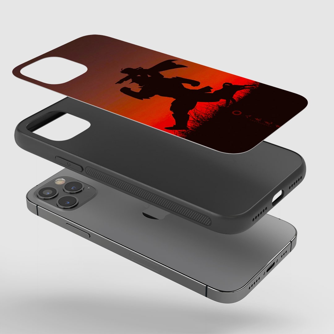 Shock-resistant silicone case with silhouette artwork