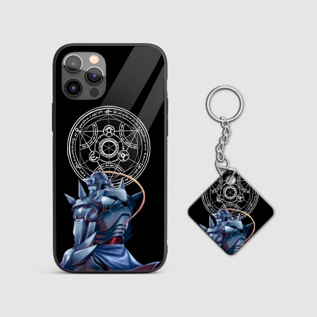 Durable anime armor case featuring Alphonse Elric with Keychain