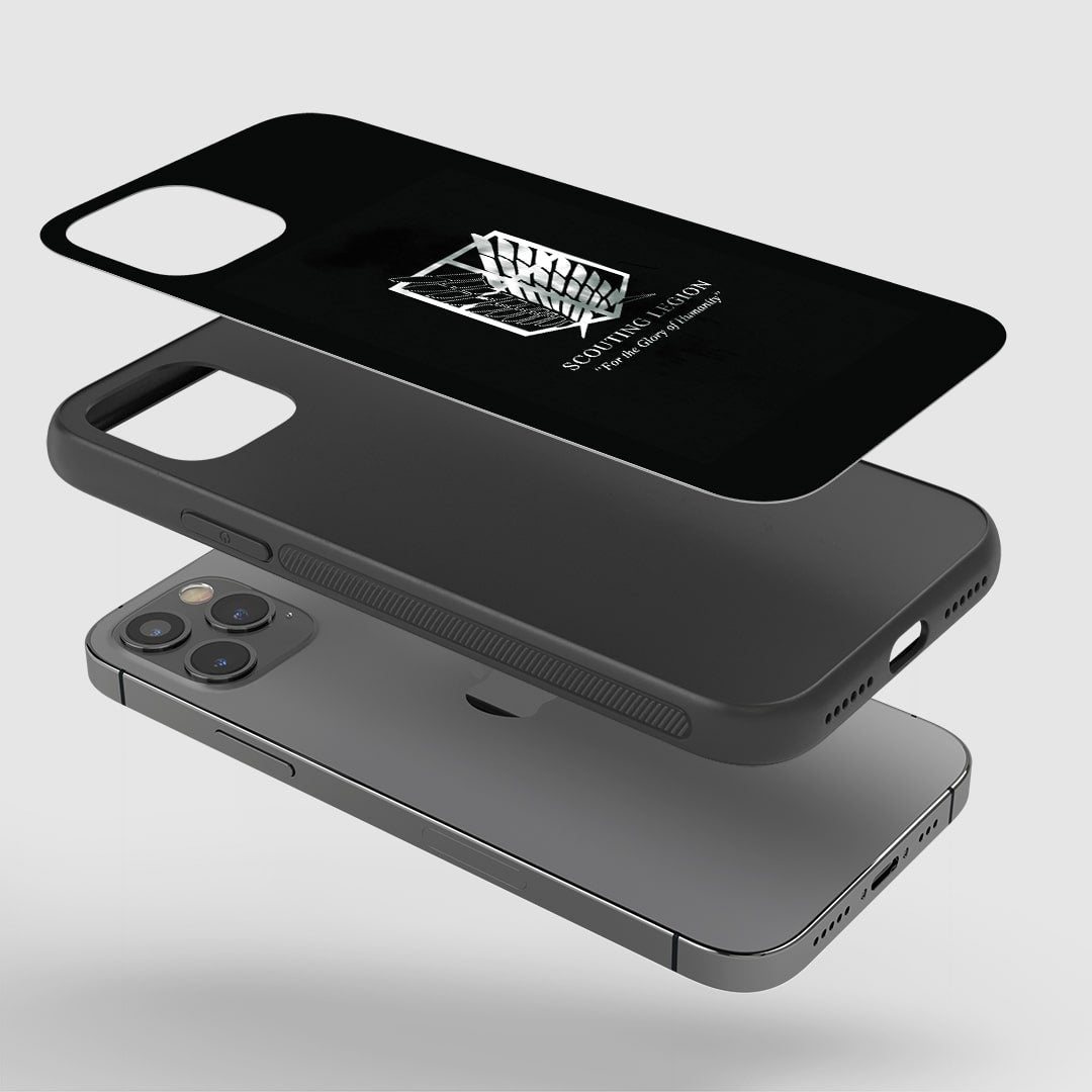 Angled view of Scouting Legion Silicone Armored Phone Case with Attack on Titan design