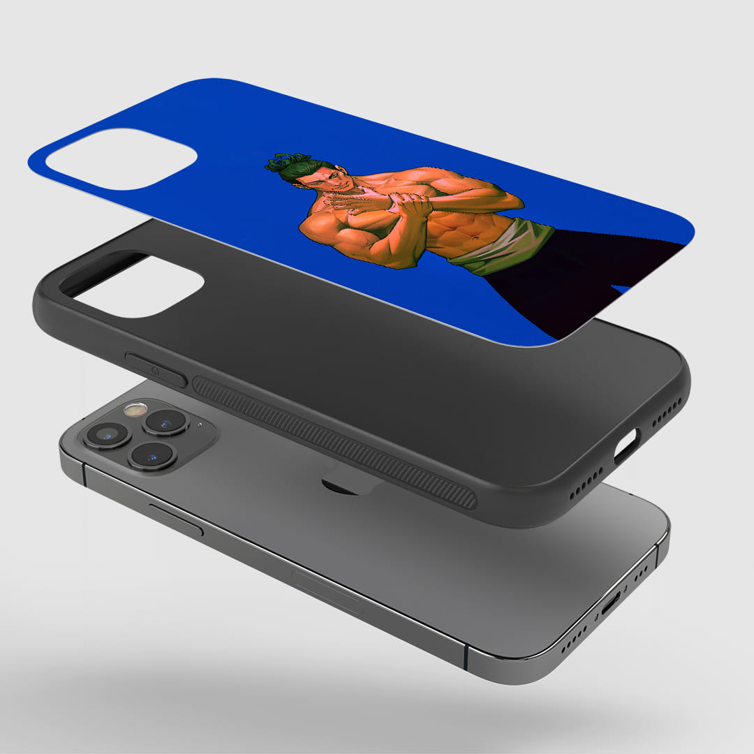 Aoi Todo Blue Phone Case installed on a smartphone, ensuring full access to all ports and buttons.