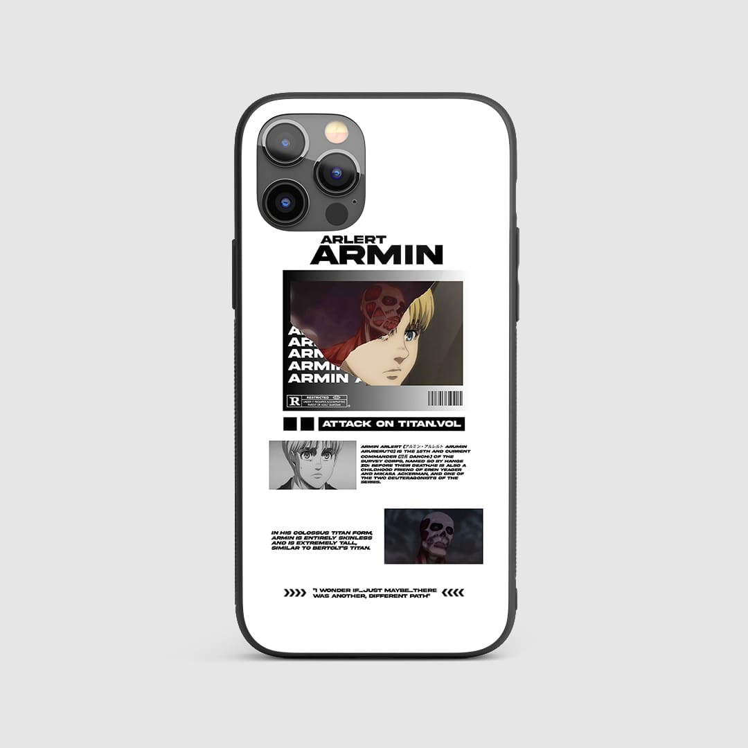 Armin Colossal Silicone Armored Phone Case featuring striking artwork of Armin's Colossal Titan form.