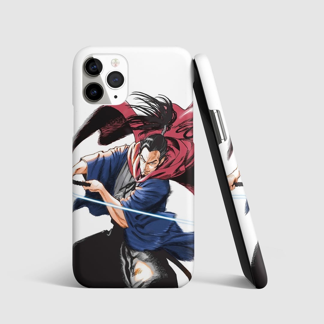 Dynamic artwork of Atomic Samurai from "One Punch Man" in action on phone cover.