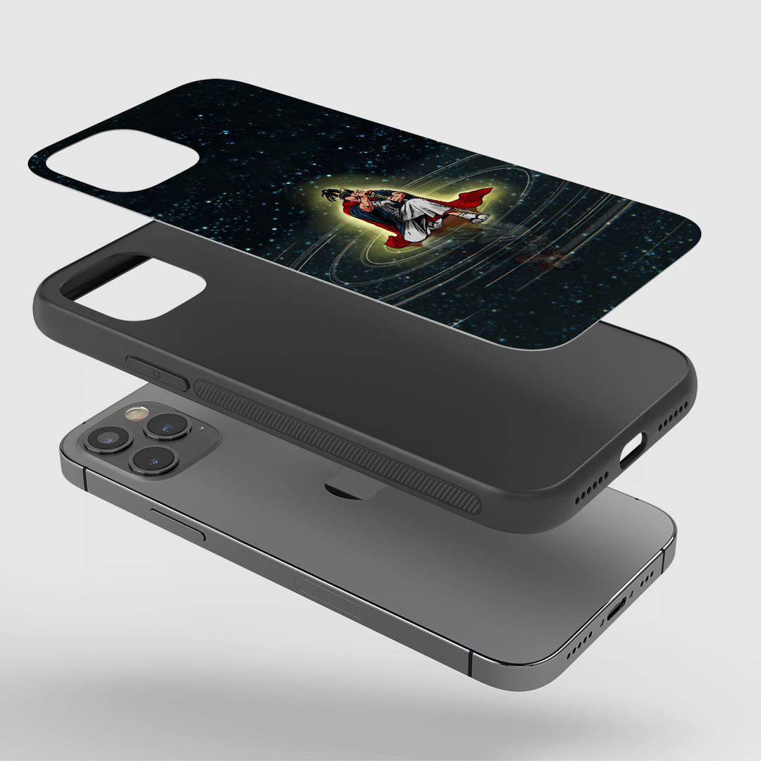 Atomic Space Phone Case installed on a smartphone, offering robust protection and a cosmic design.