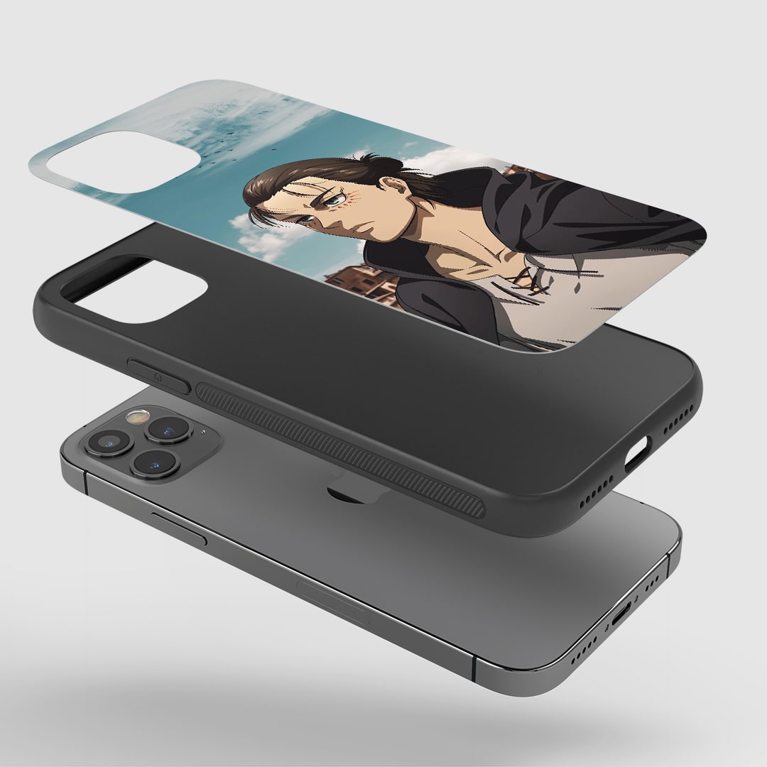 AOT Eren Phone Case installed on a smartphone, offering robust protection and a fierce design.