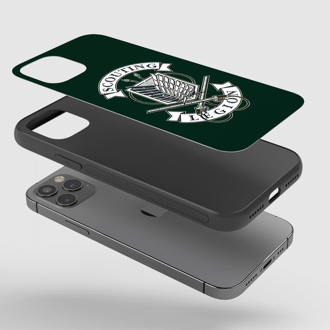 AOT Scouting Phone Case installed on a smartphone, offering robust protection and a brave design.