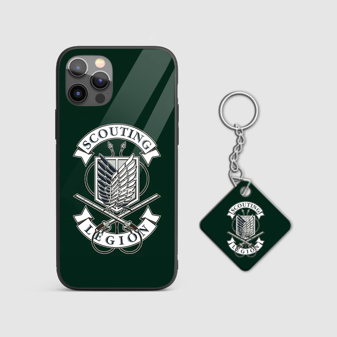 Brave design of the Scout Regiment from Attack on Titan on a durable silicone phone case with Keychain.