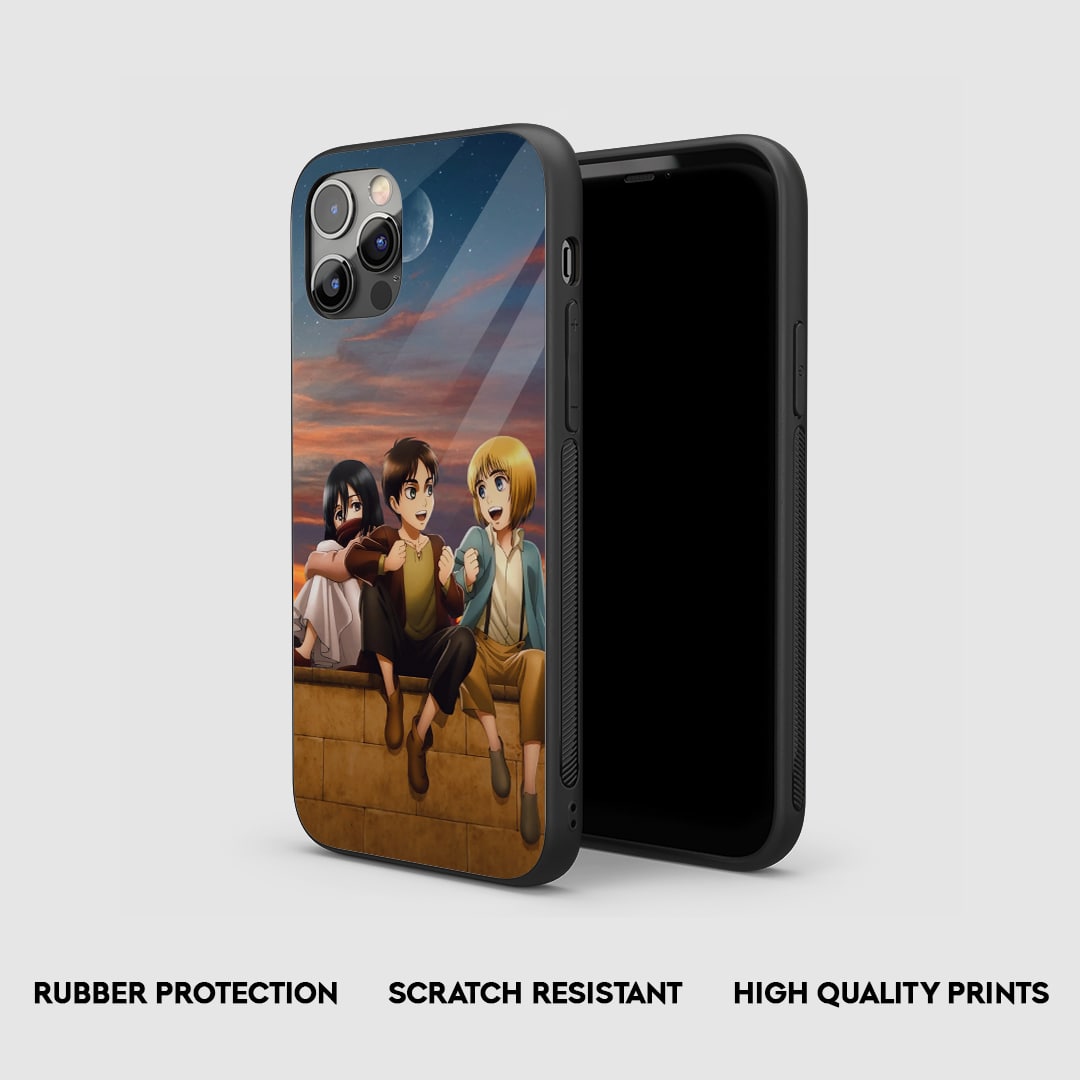 Side view of the Attack On Titan Trio Armored Phone Case, highlighting its thick, protective silicone material.