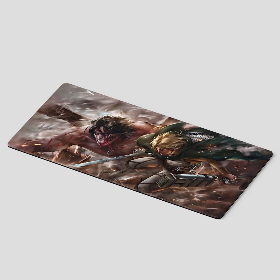 Action-packed Attack on Titan anime desk mat