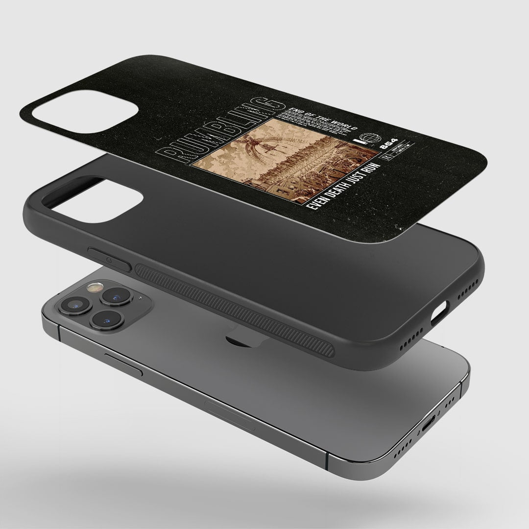 AOT Rumbling Phone Case installed on a smartphone, offering robust protection and an epic design.