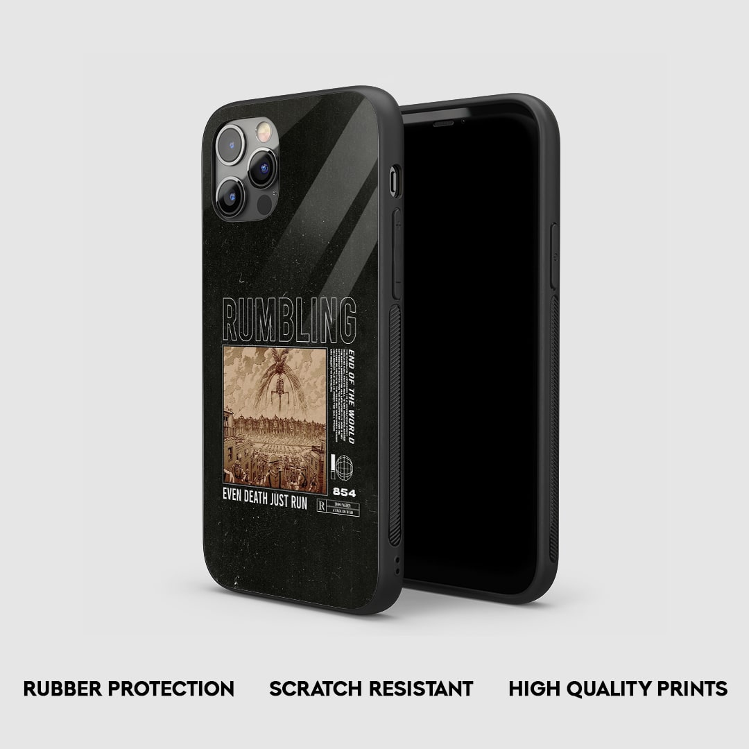 Side view of the AOT Rumbling Armored Phone Case, highlighting its thick, protective silicone material.
