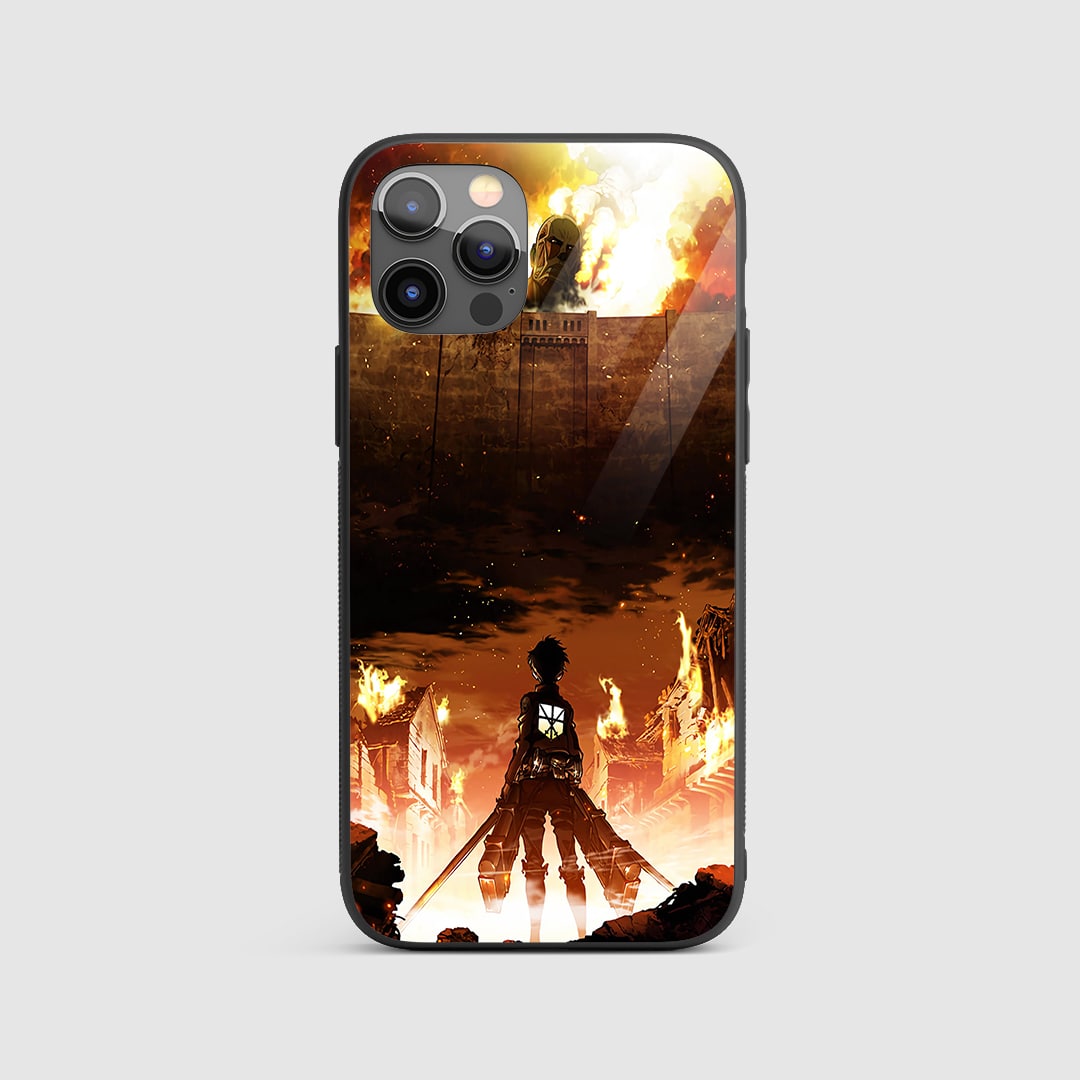 AOT Wall Silicone Armored Phone Case featuring iconic Attack on Titan artwork.