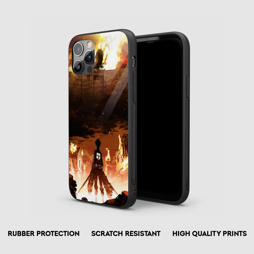 Side view of the AOT Wall Armored Phone Case, highlighting its thick, protective silicone material.