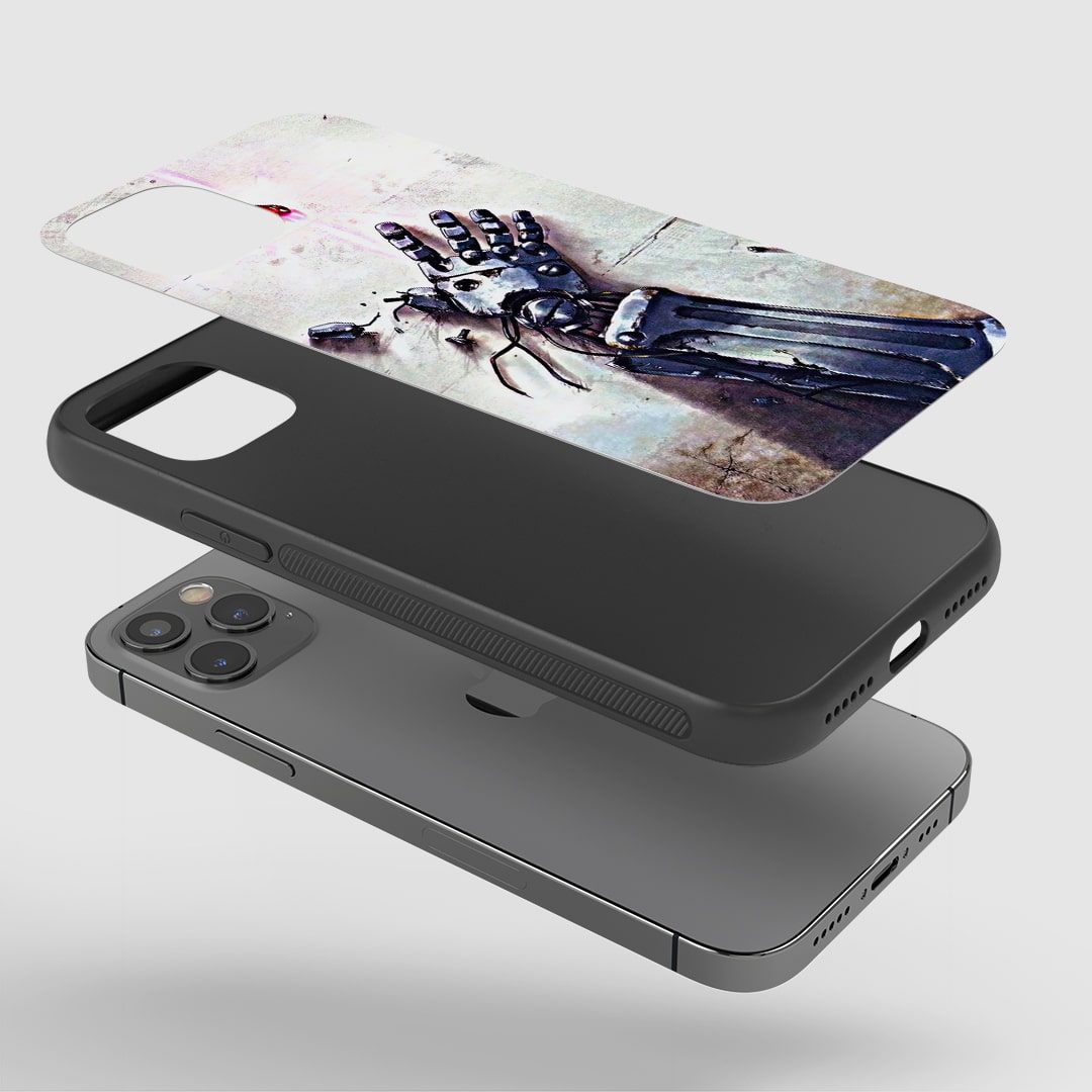 Durable anime armor case featuring blood seal symbol