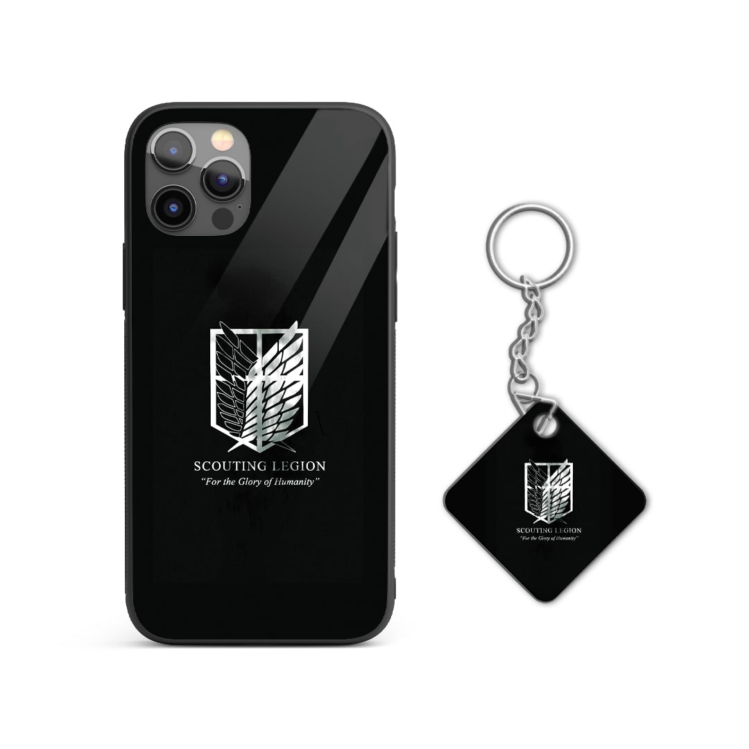 Back view of Scouting Legion Silicone Armored Phone Case highlighting durable silicone with Keychain..