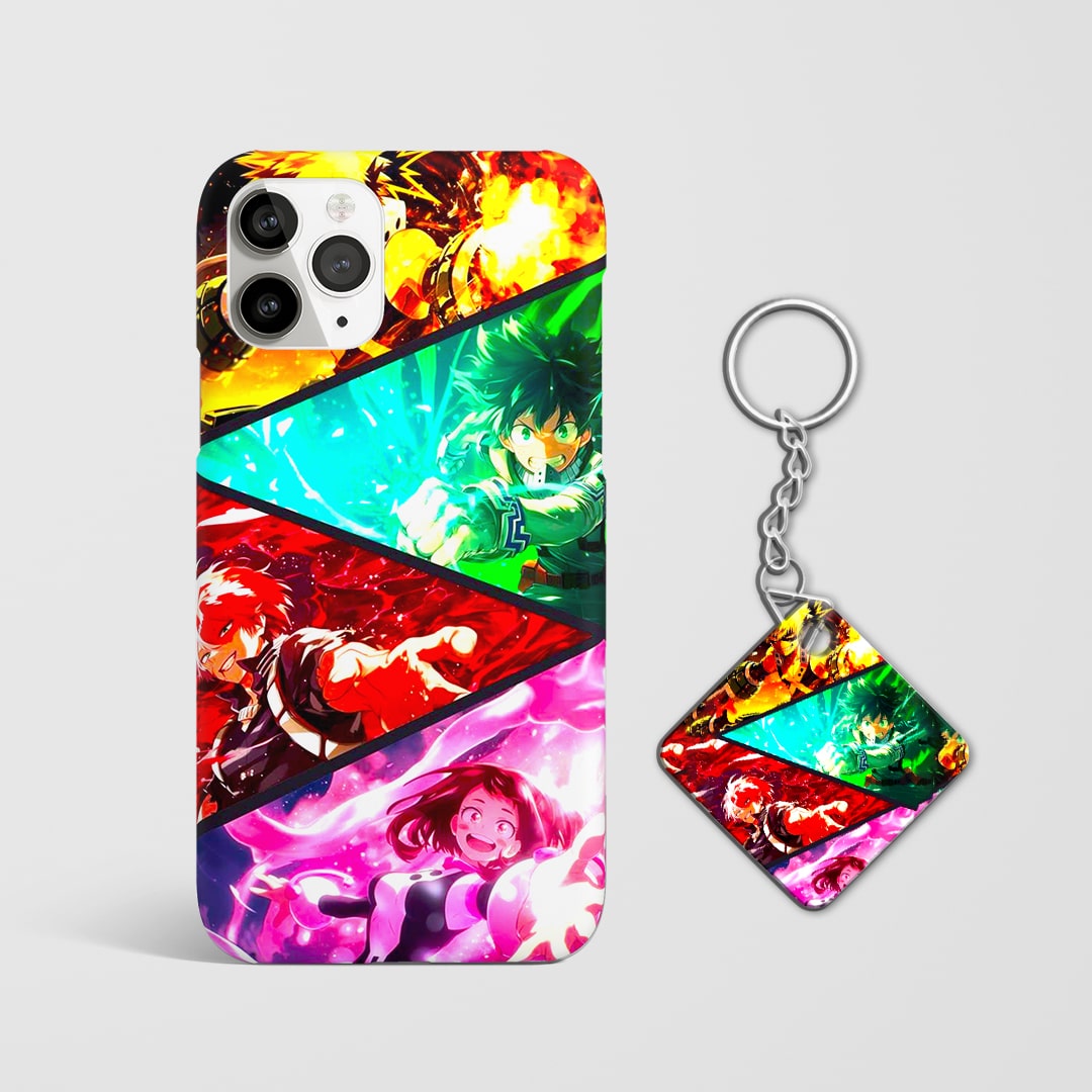 My Hero Academia Bakugo action pose phone cover with Keychain