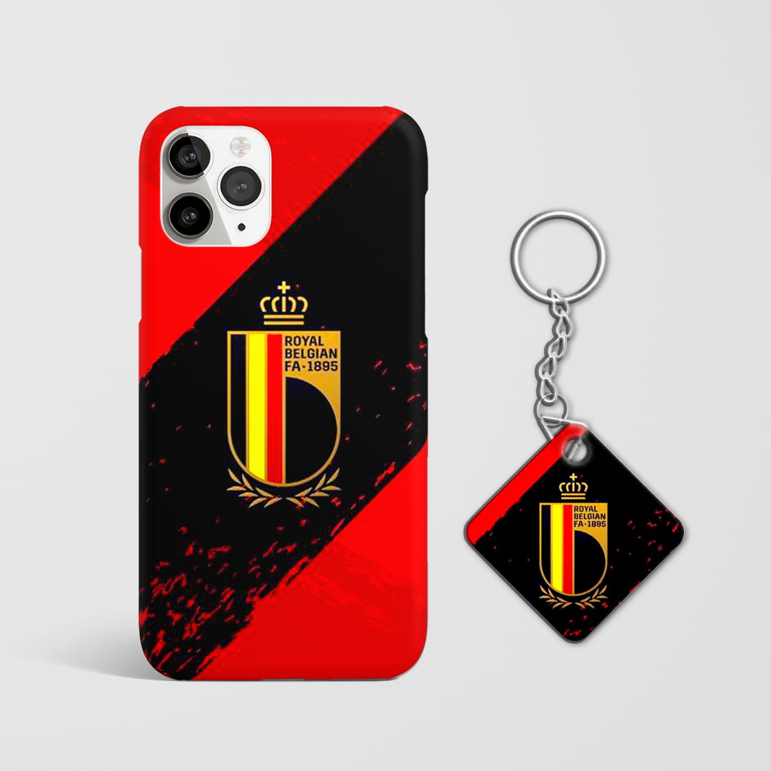 Belgium red and black football phone case with Keychain