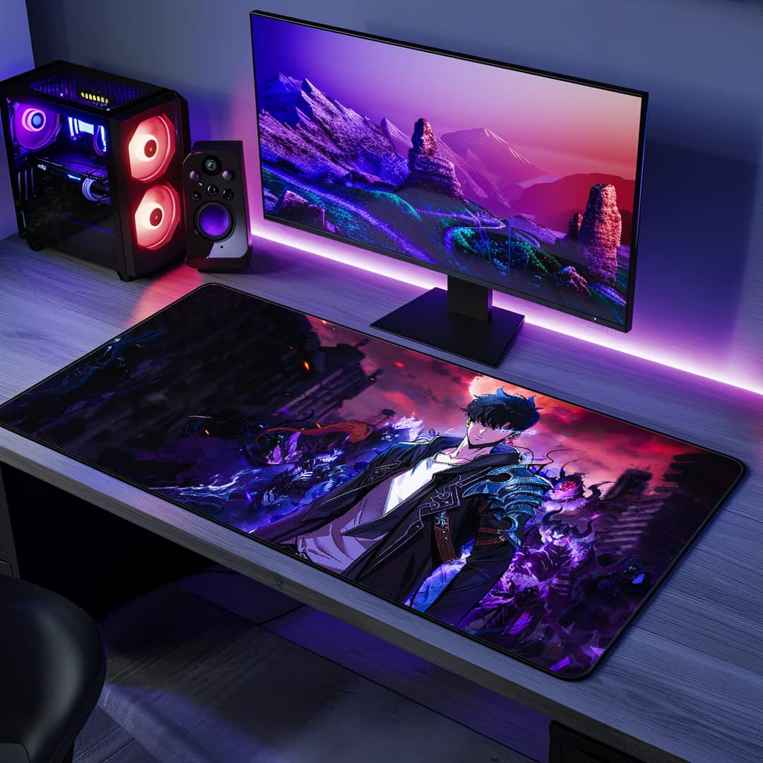 Bellion Demon Warrior Desk Mat with fierce anime artwork
