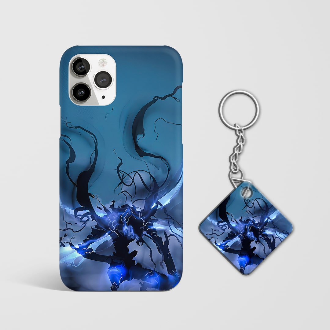 Back view of Beru Phone Cover showcasing detailed shadow soldier art with Keychain.