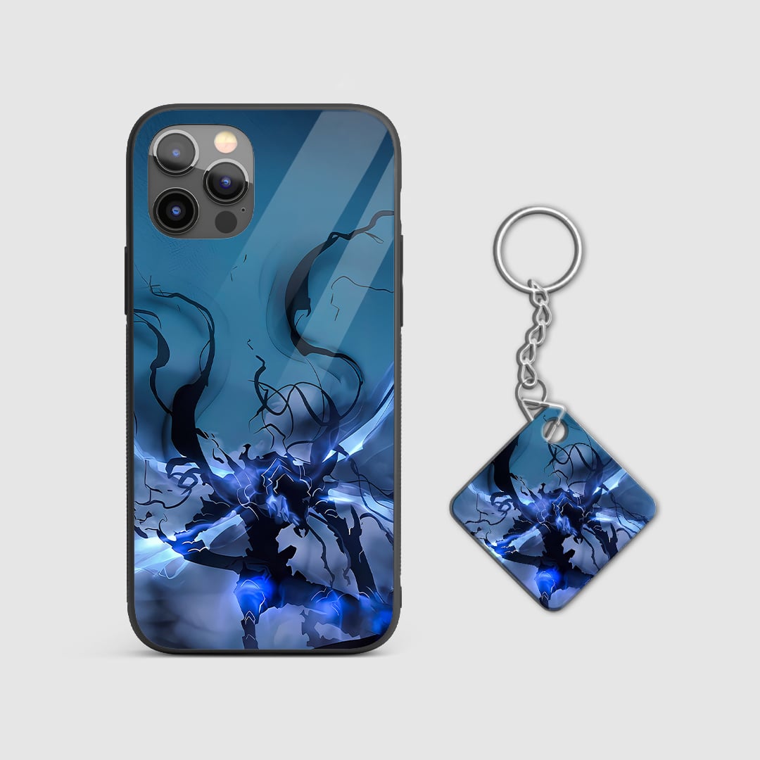 Back view of Beru Case showing fierce shadow summon design with Keychain.