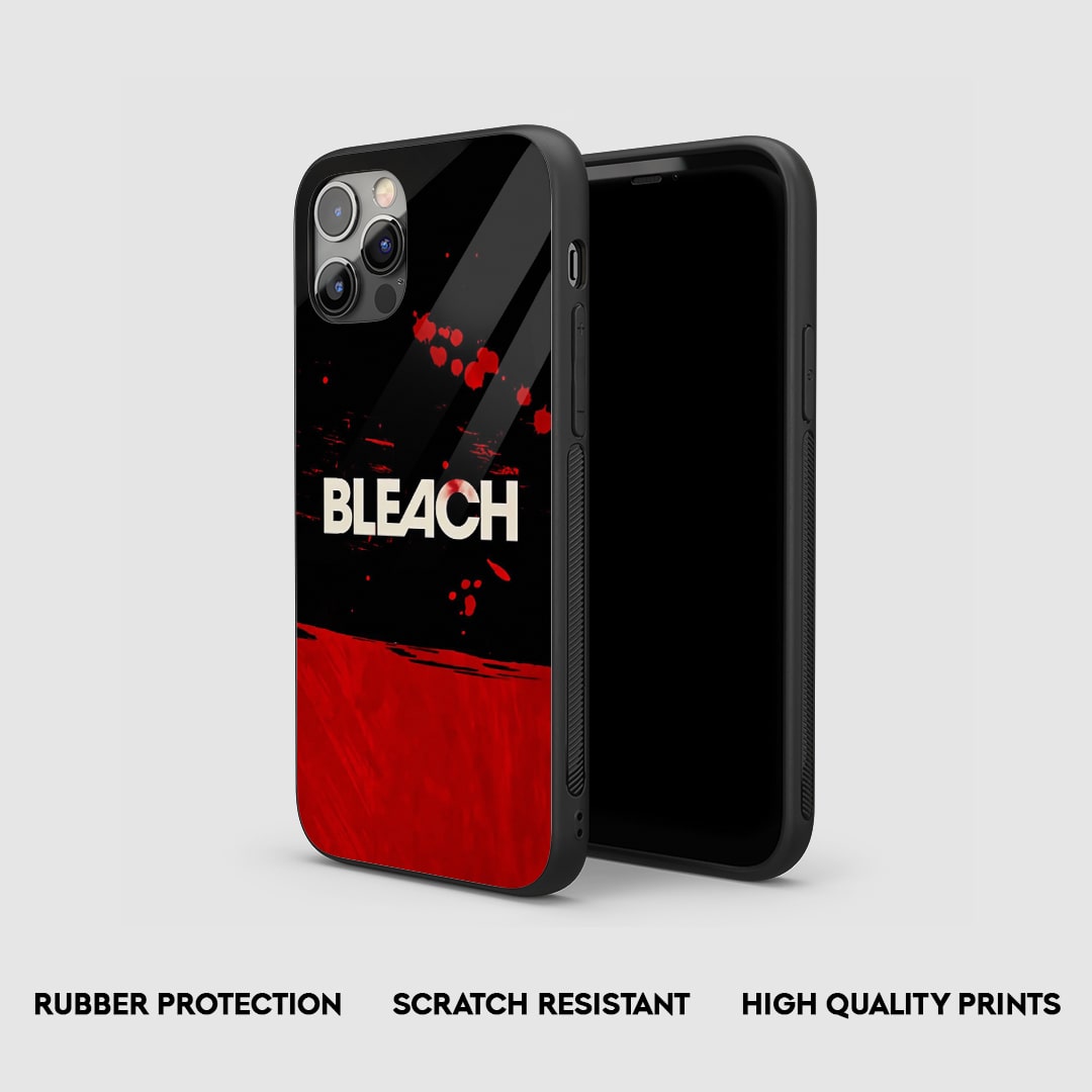 Side view of the Bleach Red & Black Armored Phone Case, highlighting its thick, protective silicone material.
