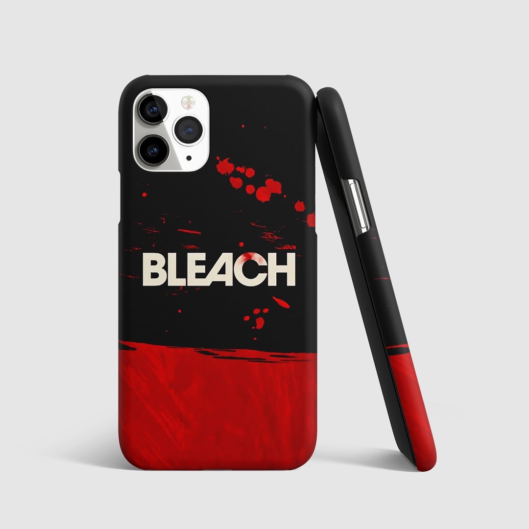 Bold red and black artwork from "Bleach" on phone cover.