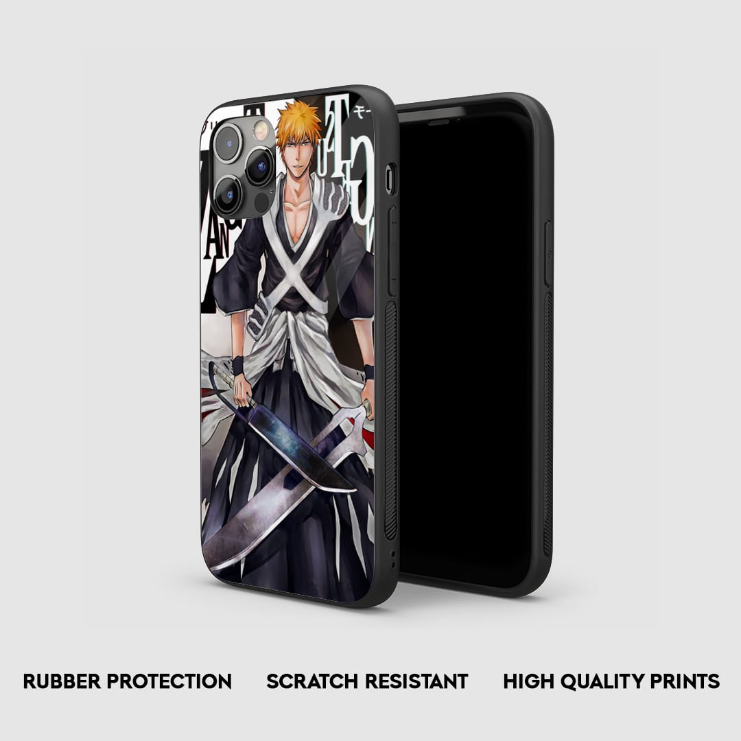 Side view of the Bleach Zangetsu Armored Phone Case, highlighting its thick, protective silicone material.