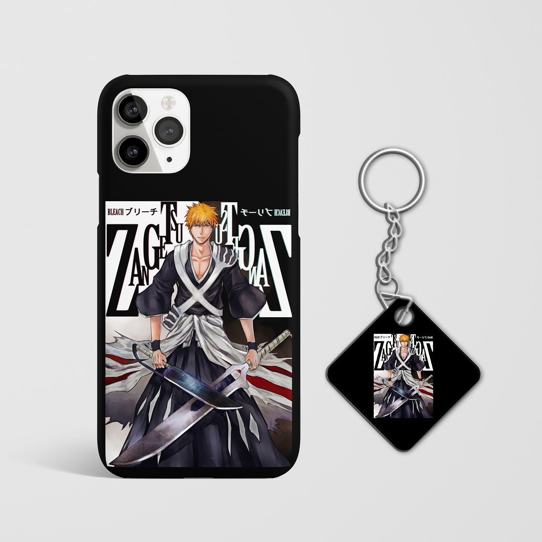 Close-up of Zangetsu’s powerful design on phone case with Keychain.