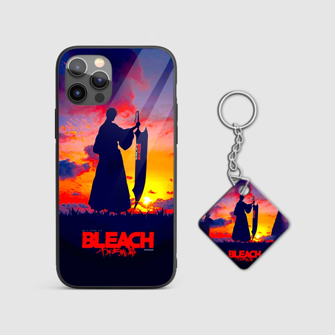 Bleach sunset aesthetic phone case close-up with Keychain