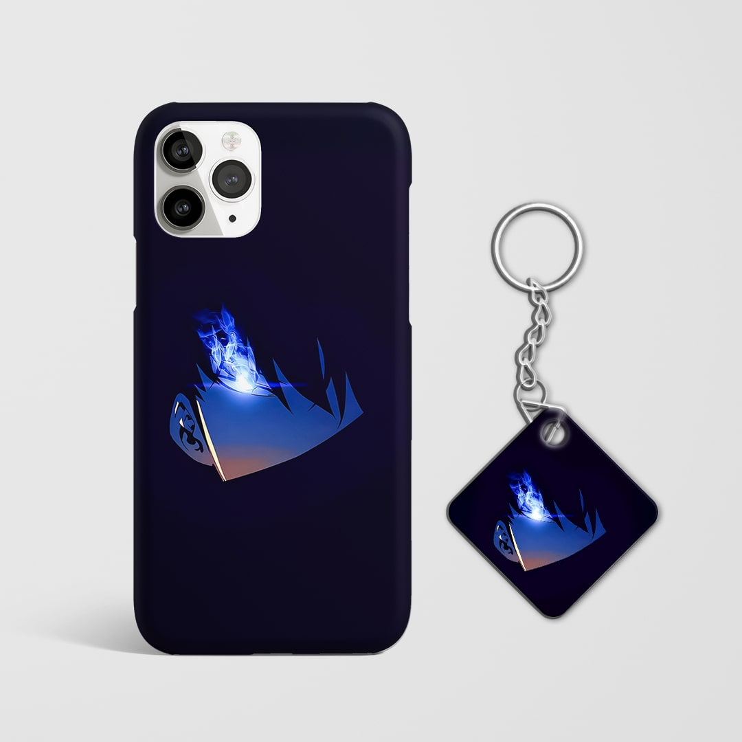 Back view of Minimal Cover with Solo Leveling inspired eye design with Keychain.