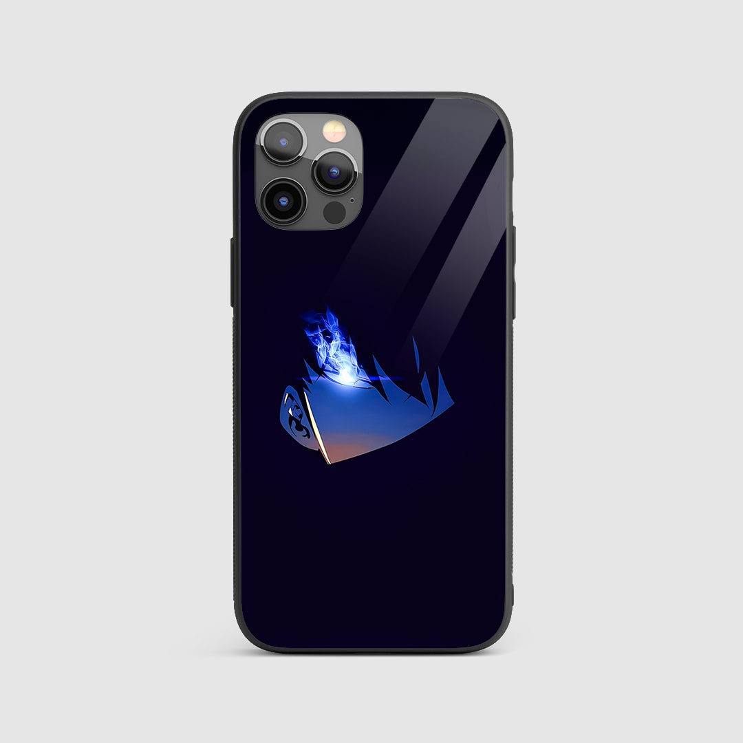 Blue Eye Minimal Silicone Armored Phone Case front view with glowing eye detail.
