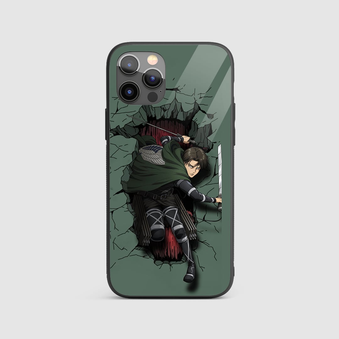 Captain Levi Scout Silicone Armored Phone Case featuring striking artwork of Captain Levi.
