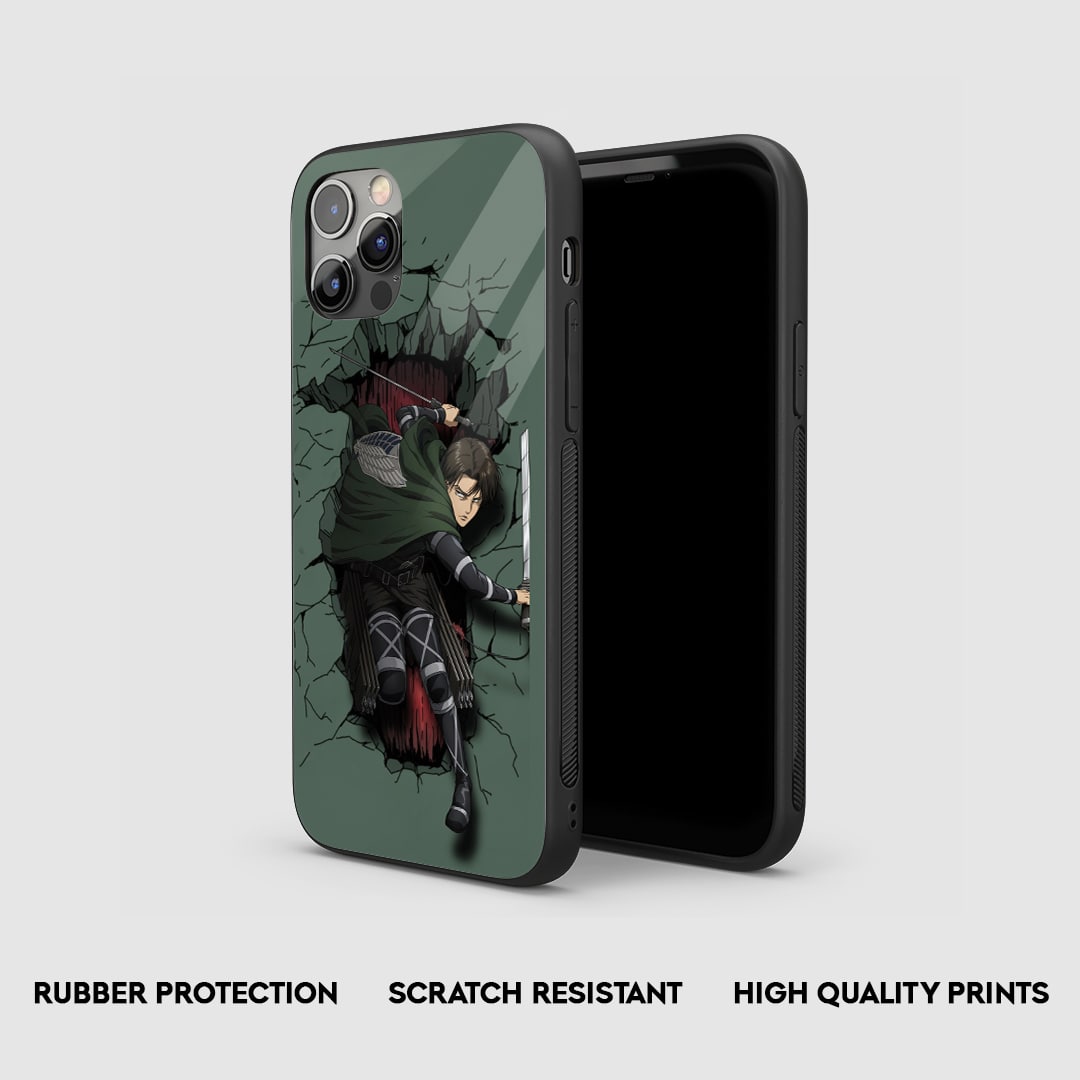 Side view of the Captain Levi Scout Armored Phone Case, highlighting its thick, protective silicone material.
