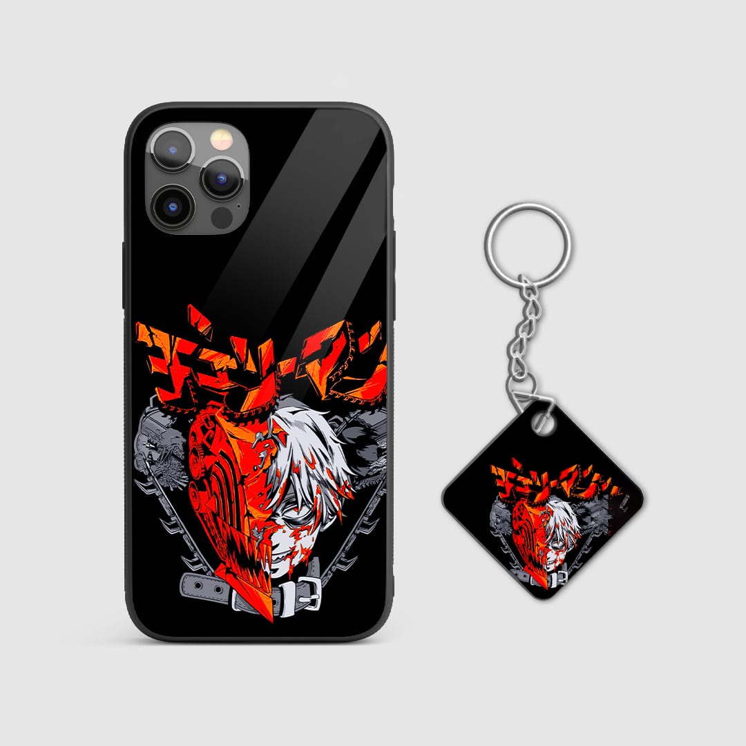 Back design of Chainsaw Man Chains of Fury armored case with Keychain