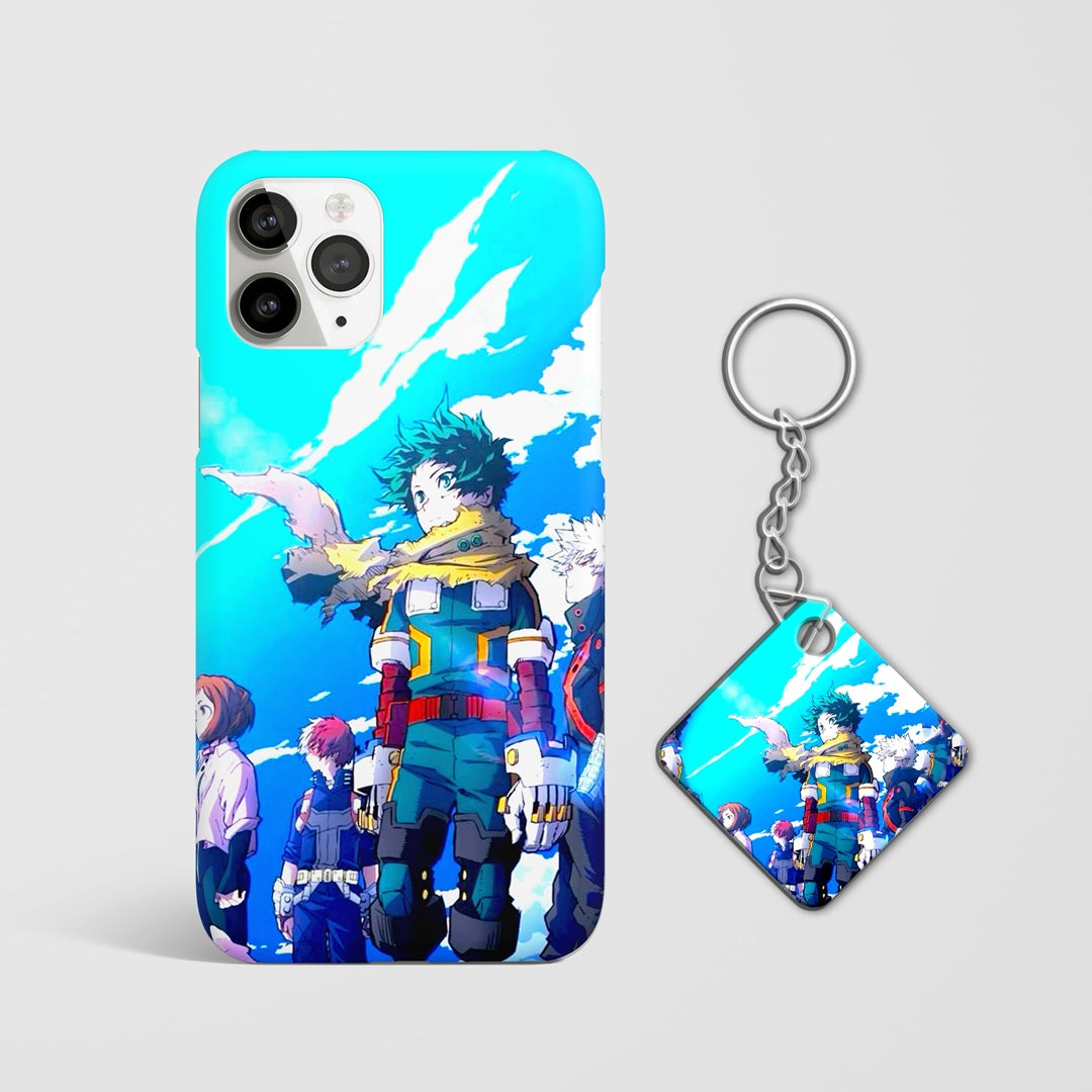 U.A. High School Class 1-A hero group phone cover with Keychain
