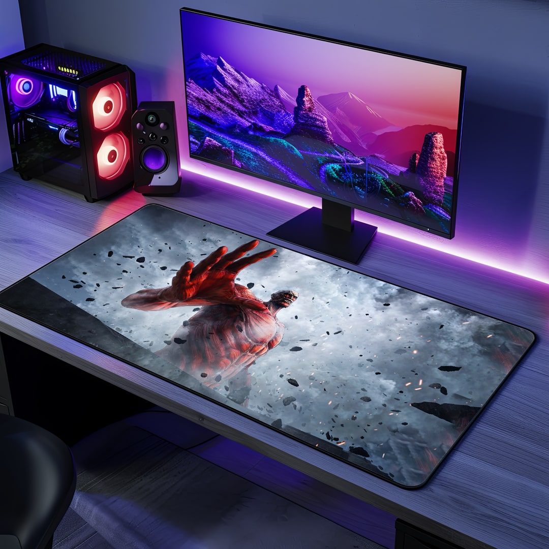 Colossal Titan Desk Mat with bold anime artwork