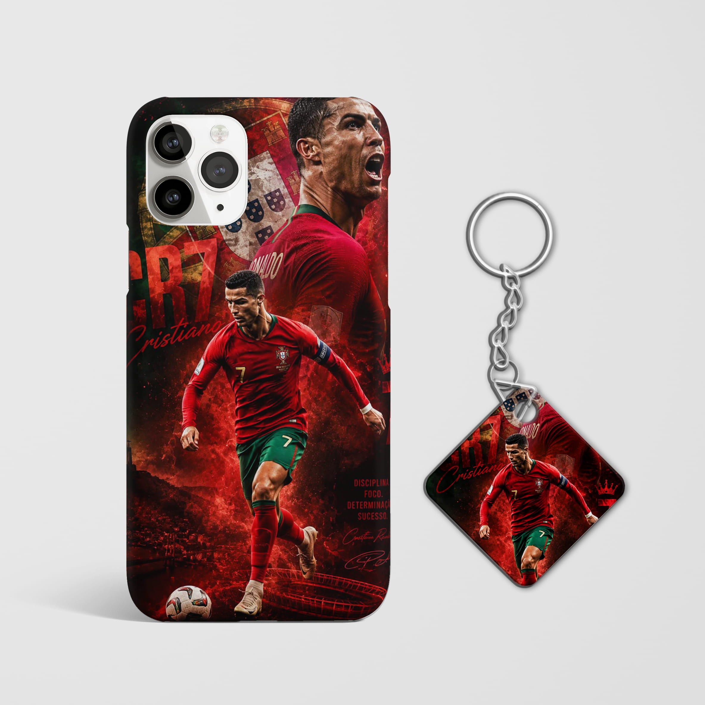 Cristiano Ronaldo football phone case with Keychain