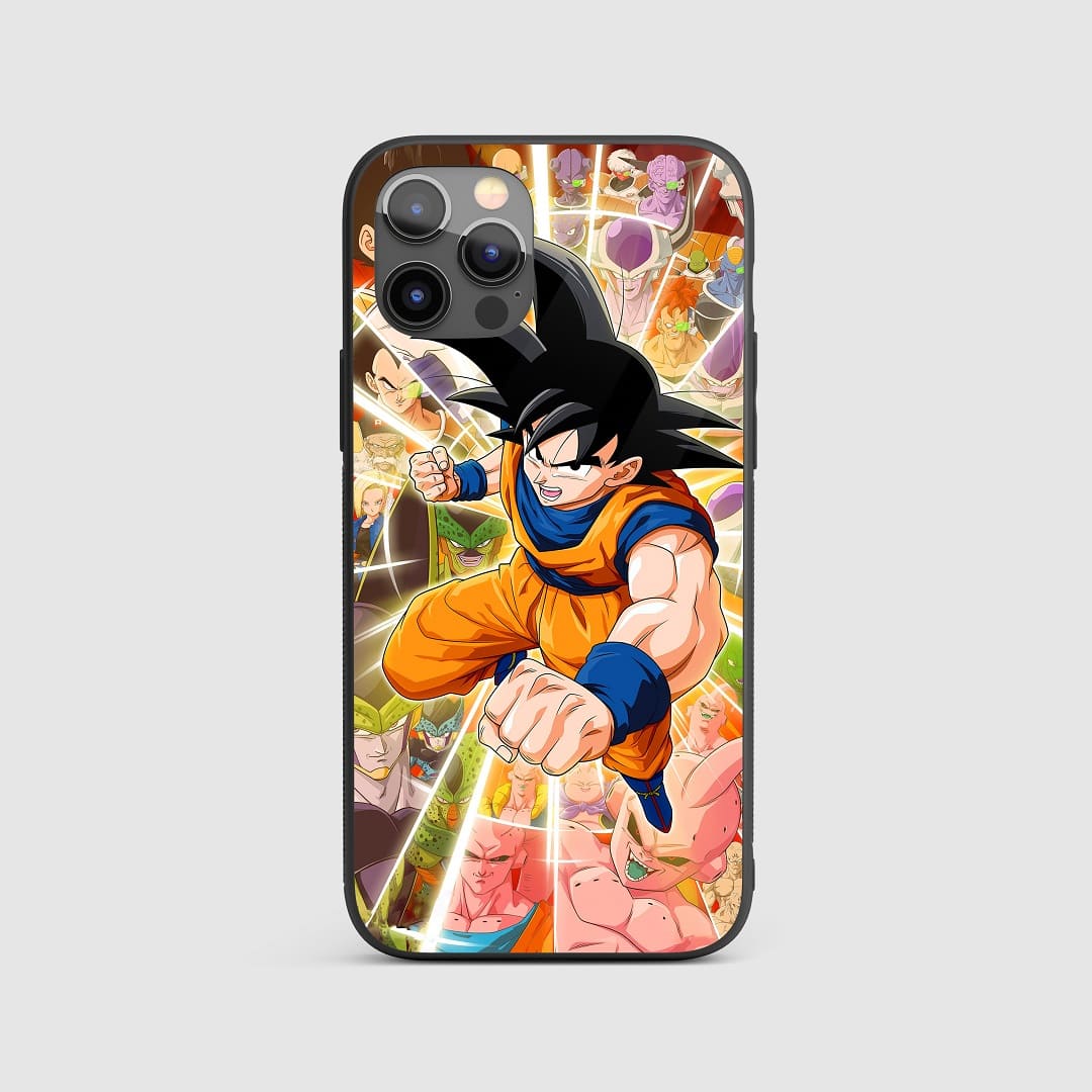 Dragon Ball Action Silicone Armored Phone Case displaying dynamic battle scenes with Goku and Vegeta.