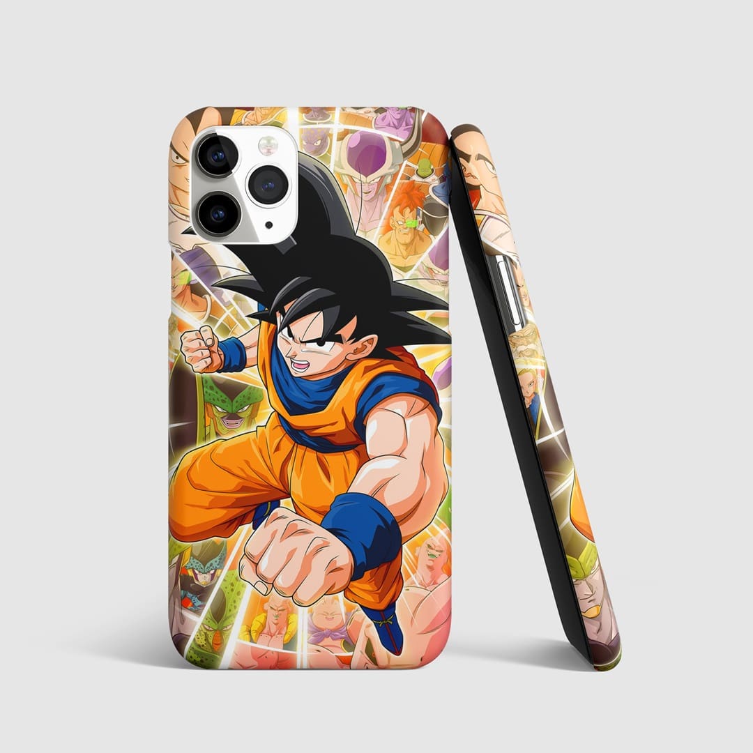 Goku in action on a durable Dragon Ball themed phone cover.