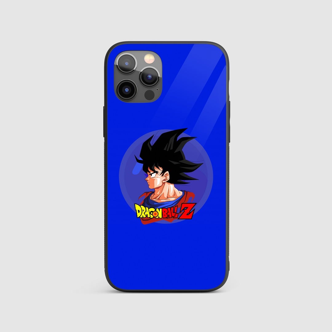 Goku Blue Minimal Silicone Armored Phone Case featuring a sleek, minimalist design of Goku in Super Saiyan Blue.