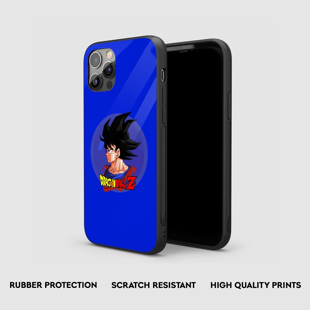 Side view of the Goku Blue Minimal Armored Phone Case, showcasing its thick, protective silicone.