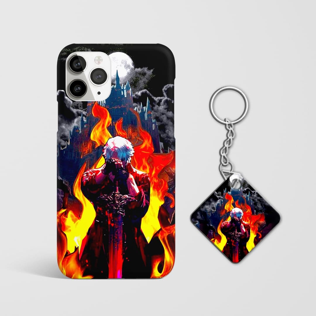 Back view of Devil May Cry Sparda Sword phone case with Keychain